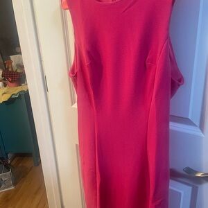 Hot Pink Sleeveless Knee-Length Sheath Dress